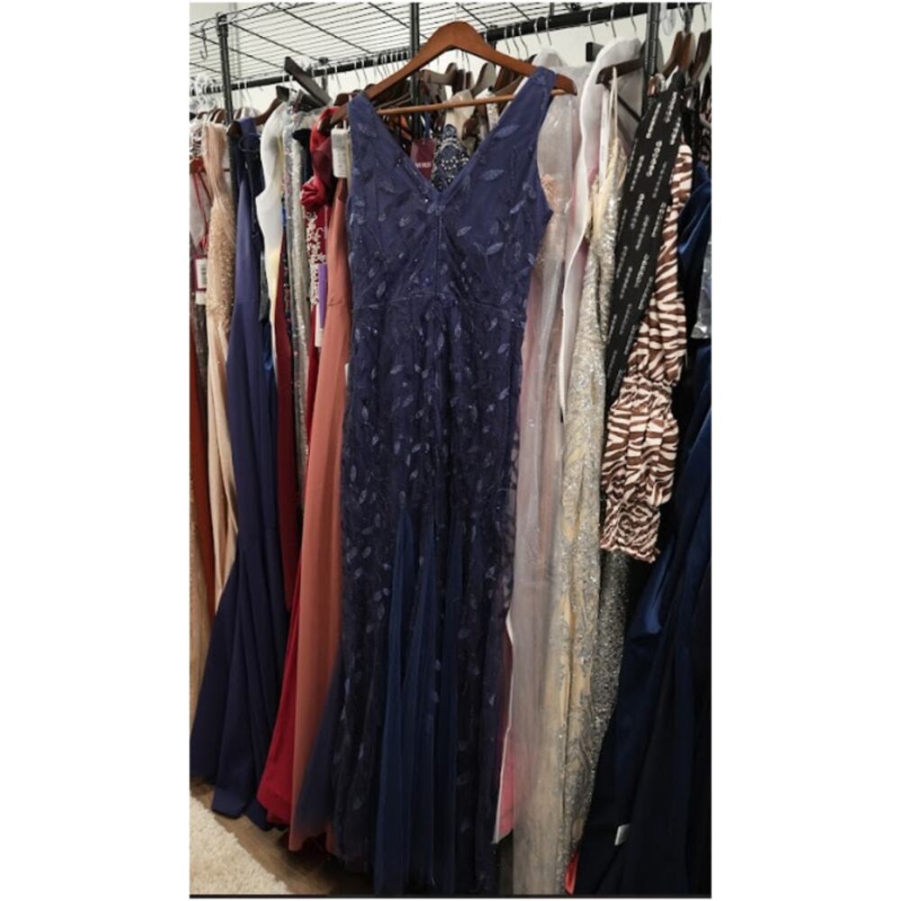 House of Jovelle Evening Gown Dress Women M Navy Blue Mermaid Formal Elegant - Picture 6 of 7